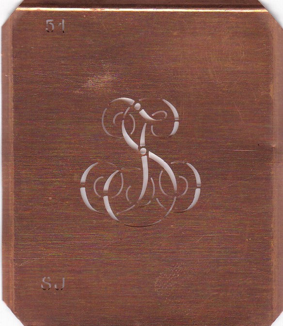 SJ - Kleine Kupferschablone Wäsche Monogramm