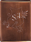 SJ - Seltene Stickvorlage - Uralte Wäscheschablone mit Wappen - Medaillon