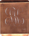 SK - Hübsche alte Kupfer Schablone mit 3 Monogramm-Ausführungen