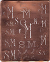 SM - Große attraktive Kupferschablone mit vielen Monogrammen
