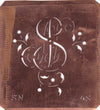 SN - Alte Schablone aus Kupferblech mit klassischem verschlungenem Monogramm 