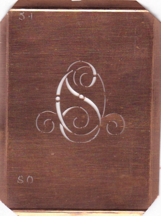 SO - Kleine Kupferschablone Wäsche Monogramm