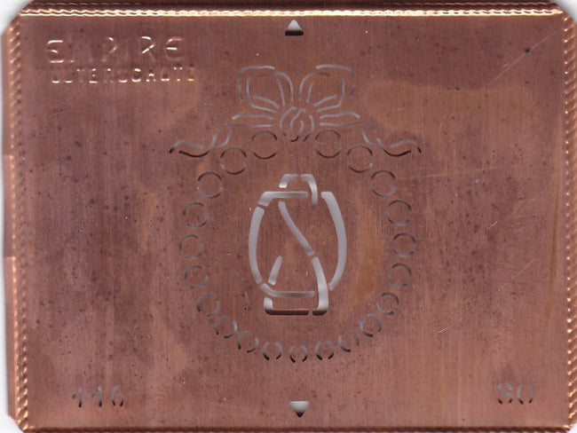 SO - Hübsche Jugendstil Kupfer Monogramm Schablone - Rarität nicht nur zum Sticken