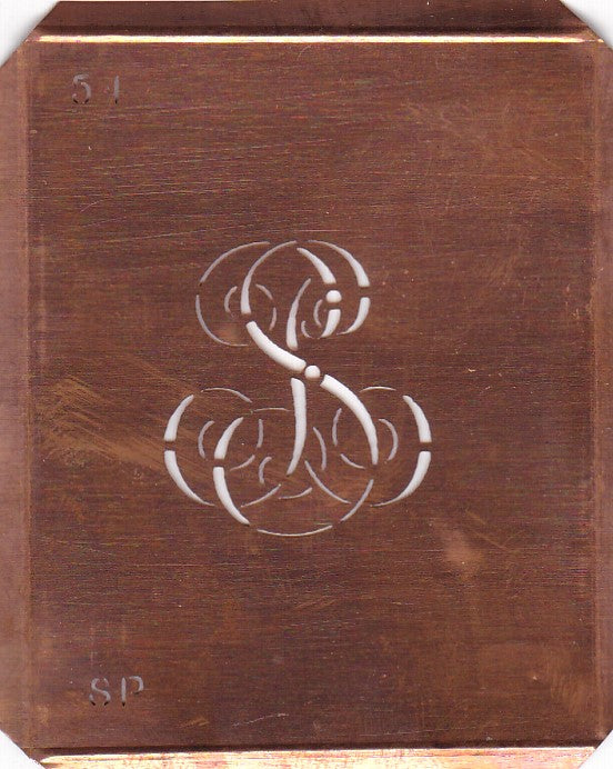 SP - Kleine Kupferschablone Wäsche Monogramm