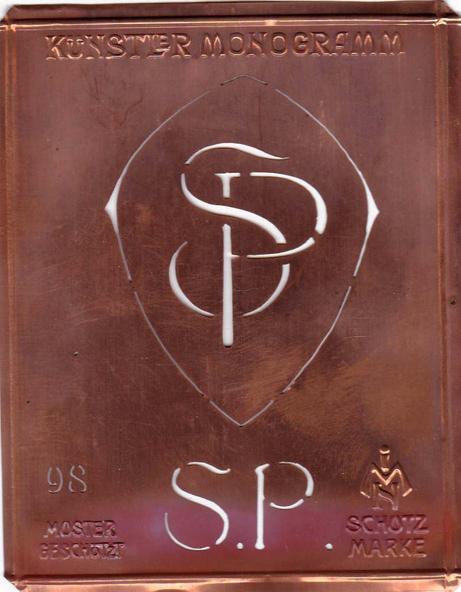 SP - Besondere Jugendstil Monogrammschablone
