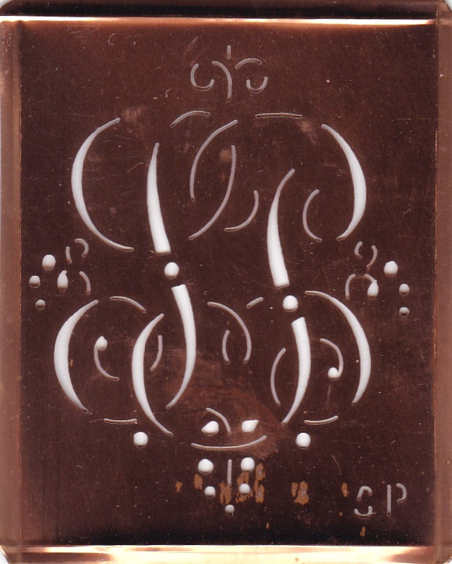 SP - Alte Monogramm Schablone mit nostalgischen Schnörkeln