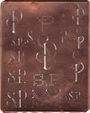 SP - Große attraktive Kupferschablone mit vielen Monogrammen