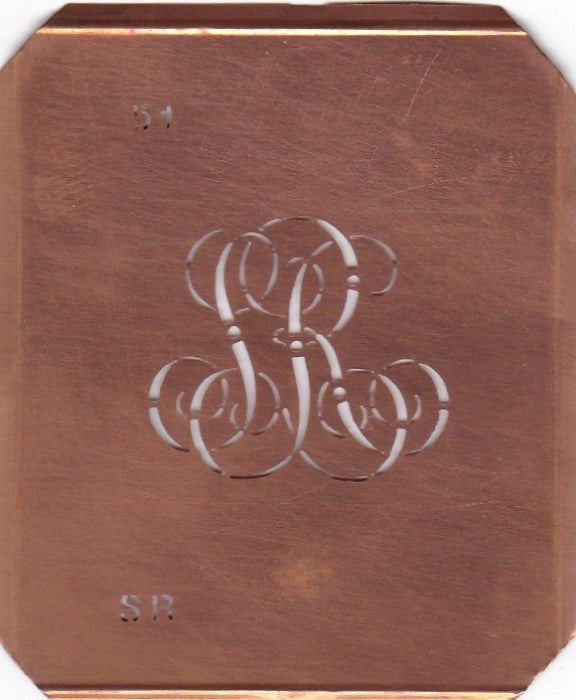 SR - Kleine Kupferschablone Wäsche Monogramm