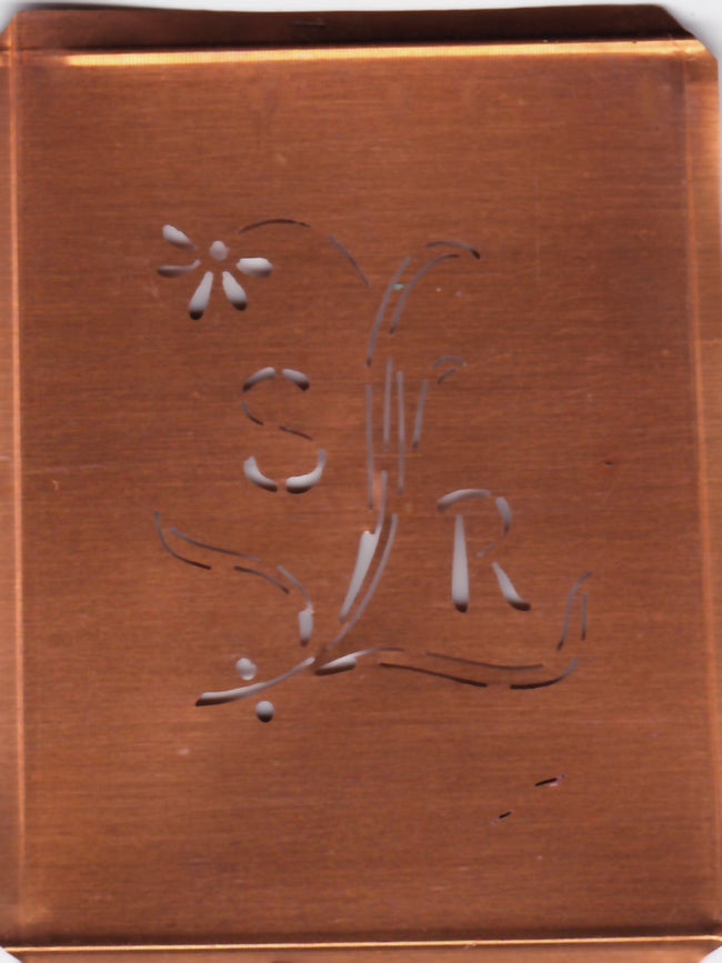 SR - Hübsche, verspielte Monogramm Schablone Blumenumrandung