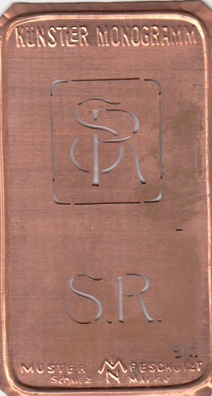 SR - Alte Jugendstil Stickschablone - Medaillon-Design