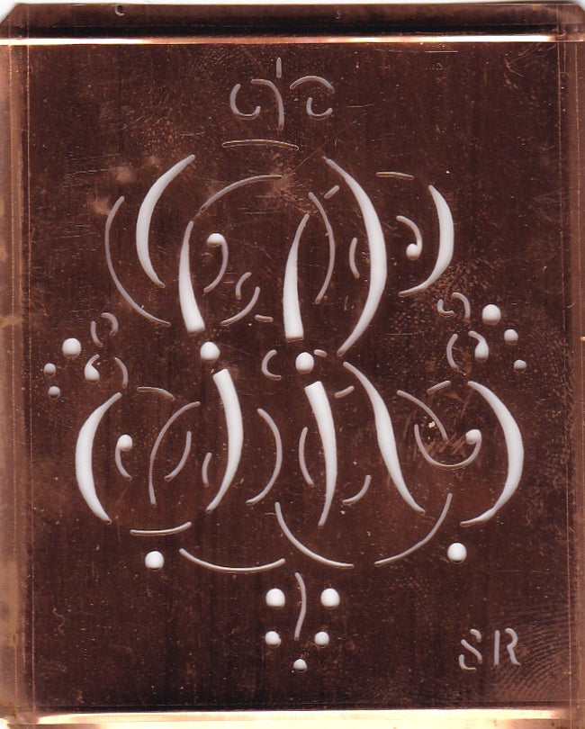 SR - Alte Monogramm Schablone mit Schnörkeln