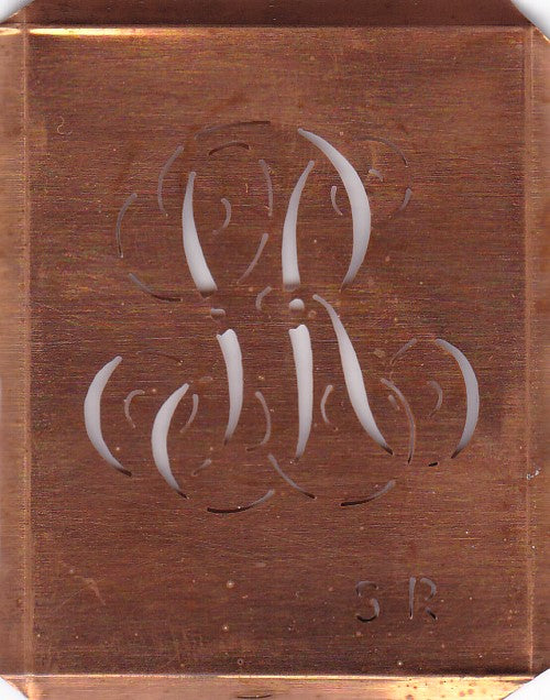 SR - Uralte Monogramm Schablone zum Sticken