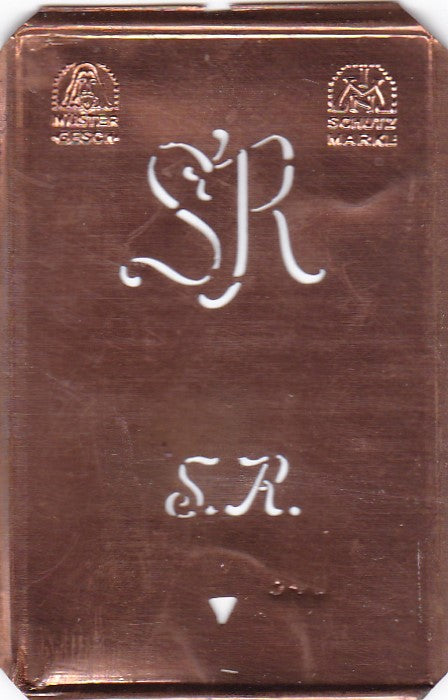 SR - Alte Monogramm Schablone nicht nur zum Sticken