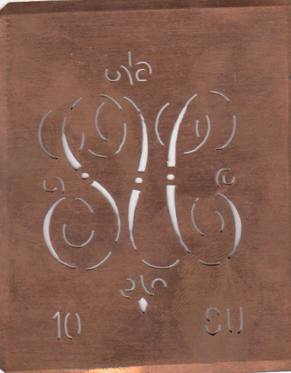 SU - Alte Monogrammschablone aus Kupfer