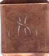 SU - Hübsche alte Kupfer Schablone mit 3 Monogramm-Ausführungen