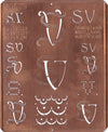 SV - Uralte Monogrammschablone aus Kupferblech