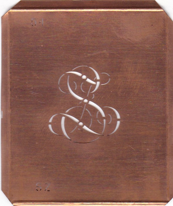 SZ - Kleine Kupferschablone Wäsche Monogramm