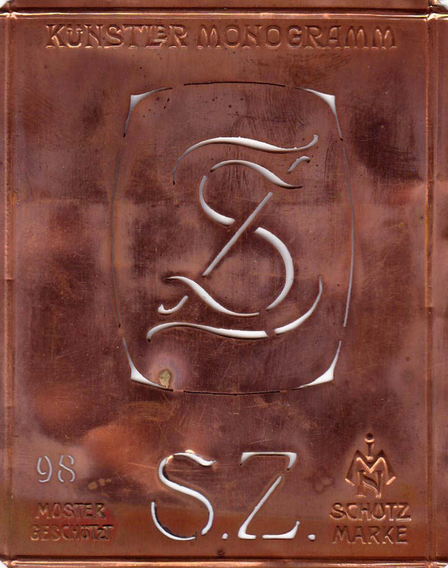 SZ - Besondere Jugendstil Monogrammschablone