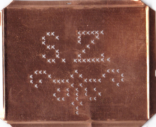 SZ - Alte niedliche Kreuzstich Monogramm Schablone