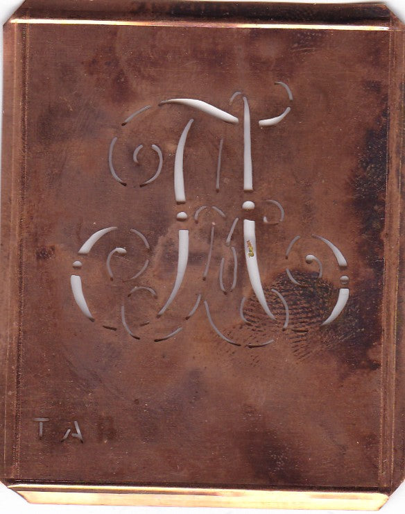 TA - Alte verschlungene Monogramm Stick Schablone