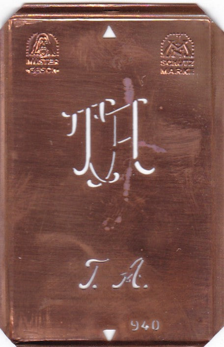 TA - Alte Monogramm Schablone nicht nur zum Sticken