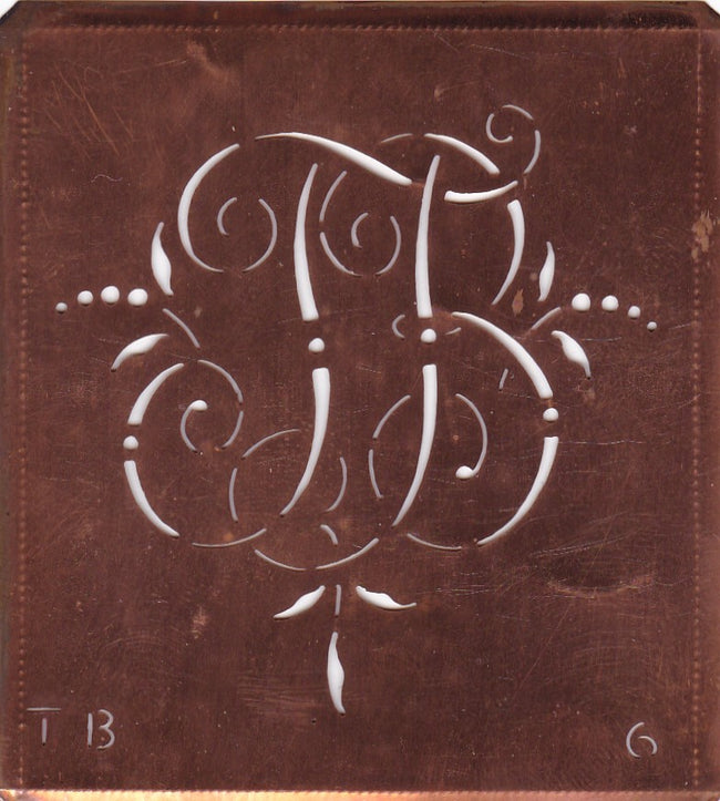 TB - Interessante Monogrammschablone aus Kupferblech