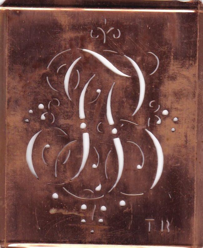 TB - Alte Monogramm Schablone mit Schnörkeln