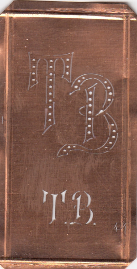 TB - Alte Monogramm Schablone zum Sticken