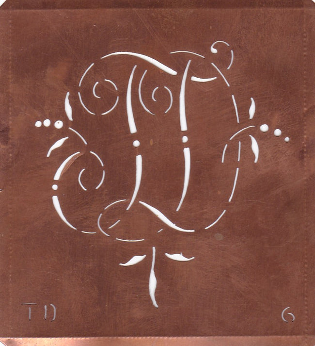 TD - Interessante Monogrammschablone aus Kupferblech