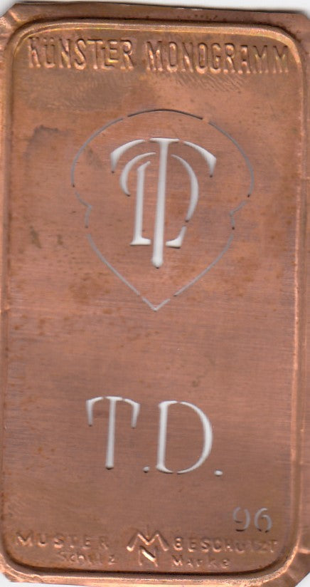 TD - Alte Jugendstil Stickschablone - Medaillon-Design