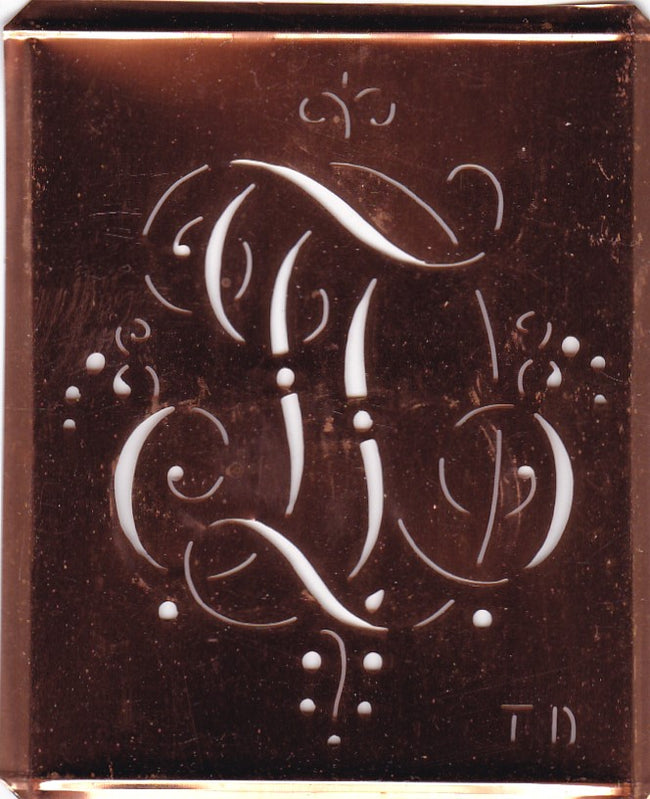 TD - Alte Monogramm Schablone mit Schnörkeln