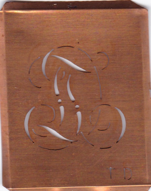 TD - Alte Monogramm Schablone zum Sticken