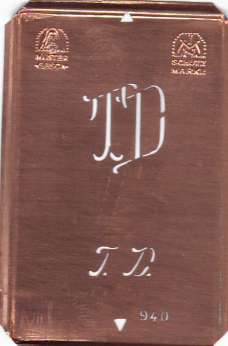 TD - Alte Monogramm Schablone zum Sticken