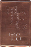 TE - Interessante alte Kupfer-Schablone zum Sticken von Monogrammen