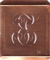 TE - Hübsche alte Kupfer Schablone mit 3 Monogramm-Ausführungen