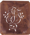 TG - Alte Schablone aus Kupferblech mit klassischem verschlungenem Monogramm 