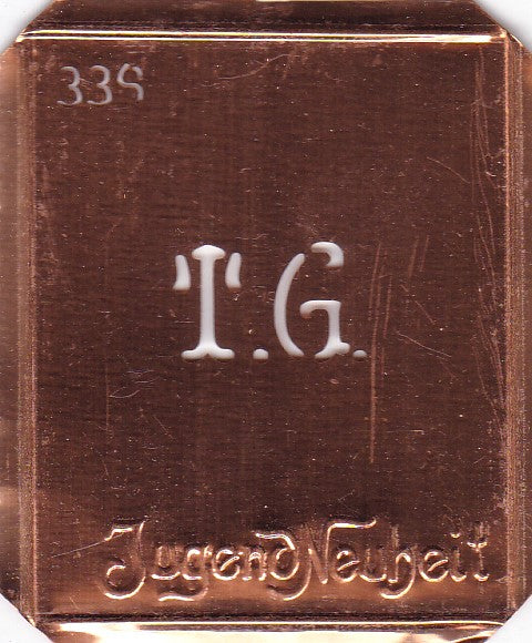 TG - Kleine Monogramm Schablone zum Besticken von Herrenhemden