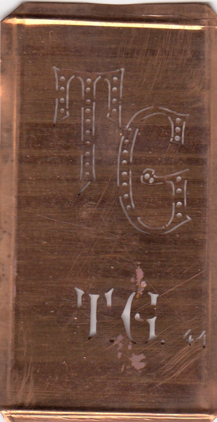 TG - Alte Monogramm Schablone zum Sticken