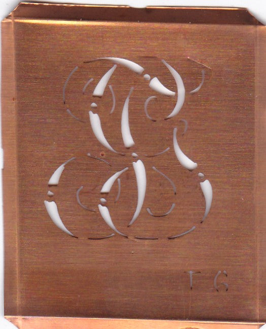 TG - Alte Monogramm Schablone zum Sticken