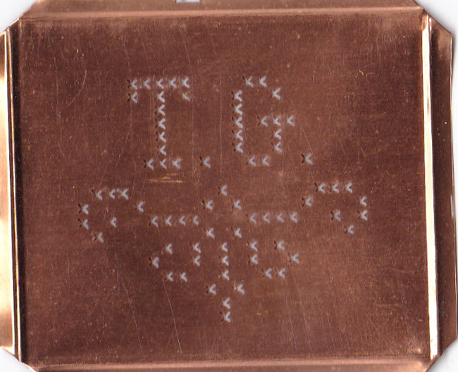 TG - Alte niedliche Kreuzstich Monogramm Schablone