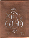 TJ - Alte Monogrammschablone aus Kupfer
