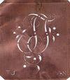 TJ - Alte Schablone aus Kupferblech mit klassischem verschlungenem Monogramm 