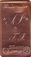 www.knopfparadies.de - TJ - Alte Stickschablone mit 2 zarten Monogrammen
