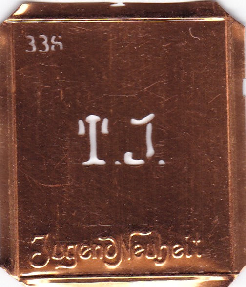 TJ - Kleine Monogramm Schablone zum Besticken von Herrenhemden