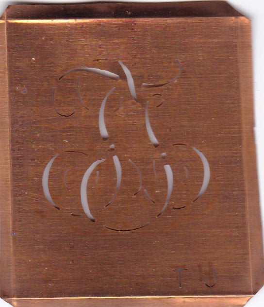 TJ - Uralte Monogramm Schablone zum Sticken