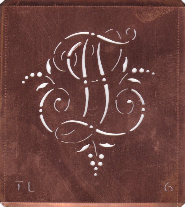 TL - Interessante Monogrammschablone aus Kupferblech