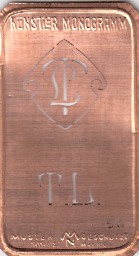 TL - Alte Jugendstil Stickschablone - Medaillon-Design