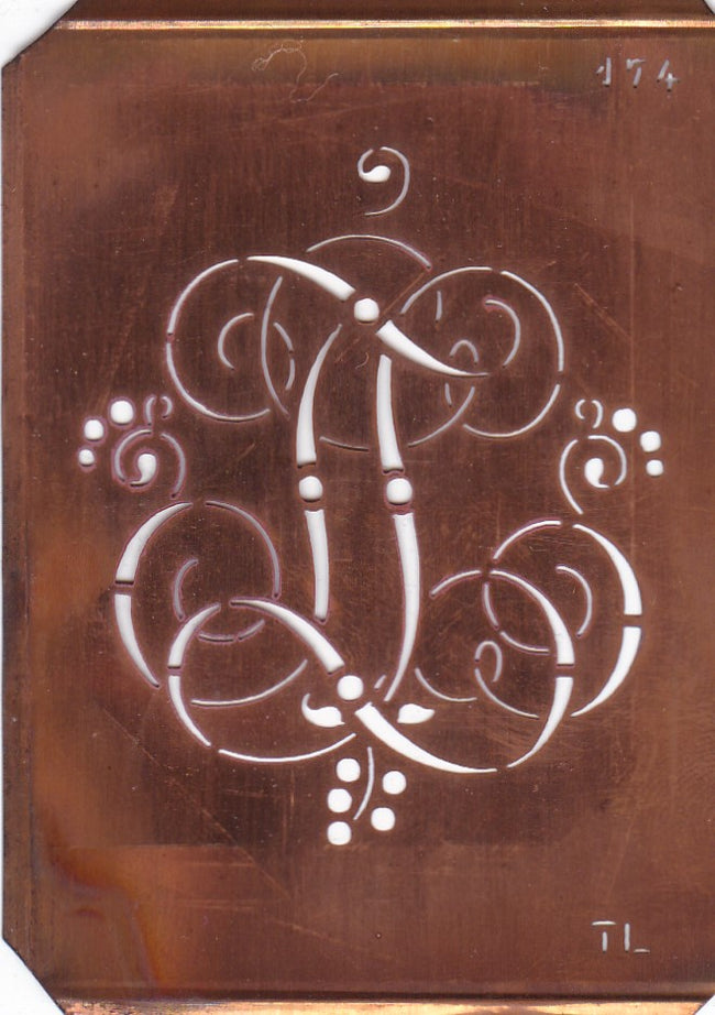 TL - Alte Monogramm Schablone mit Schnörkeln