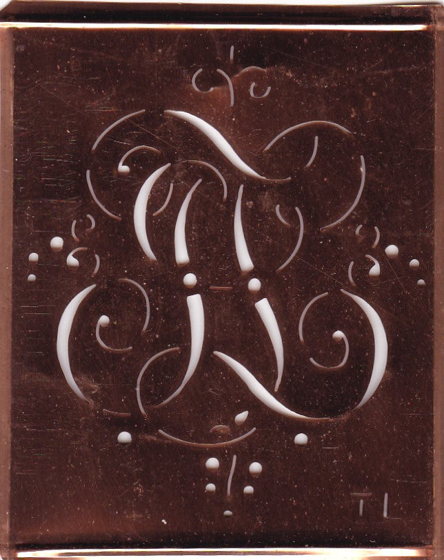 TL - Alte Monogramm Schablone mit nostalgischen Schnörkeln