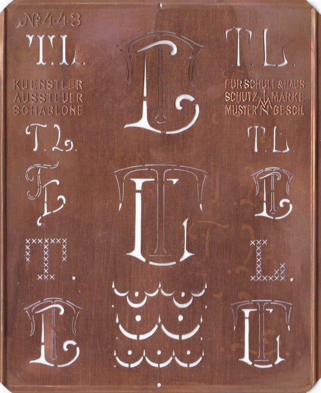 TL - Uralte Monogrammschablone aus Kupferblech
